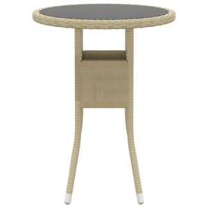 Bézs polyrattan és edzett üveg kerti asztal Ø60 x 75 cm (310601)