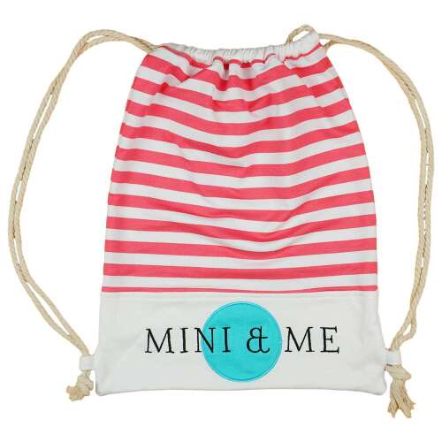 Mini & Me rózsaszín és fehér csíkos tornazsák