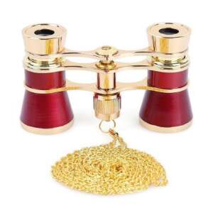 Levenhuk Broadway 325B színházi látcső, piros és arany színben, lánccal - Levenhuk