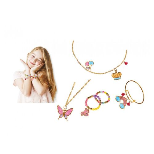 Kristály Schmuckset: Halskette, Armband und Ring Bastelset für Mädchen