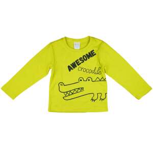 Sárga hosszú ujjú póló gyerekeknek krokodil mintával, 'Awesome crocodile' felirattal, 74-es méret - Gyerek hosszú ujjú póló