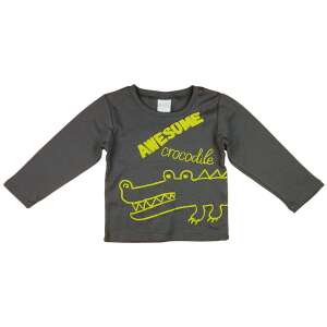 Szürke hosszú ujjú póló fiúknak sárga krokodil mintával, 86-os méret - Gyerek hosszú ujjú póló
