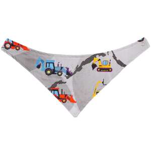 Traktor mintás babasál nyálkendő, szürke pamut, patentos záródással - Nyálkendő