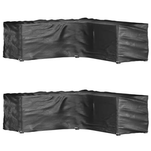 vidaXL 2 db L-alakú kerti bútorhuzat 16 fűzőlyukkal 285x285x90 cm