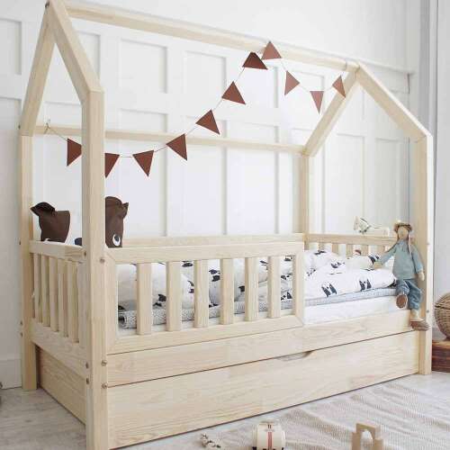 Házikó ágy - Bianco plus gyerekágy ágyneműtartóval natúr 190/80 32808731