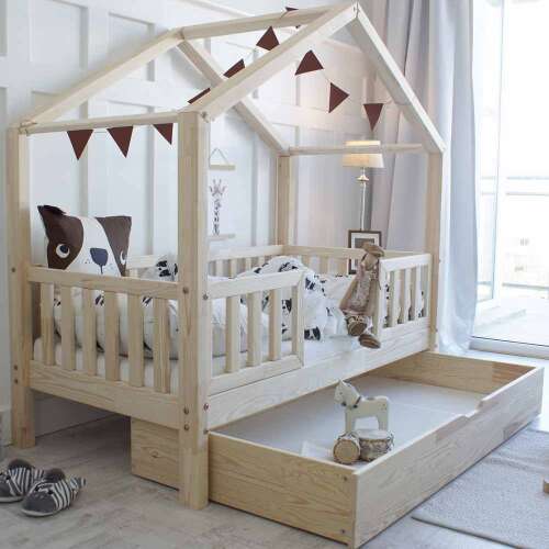 Házikó ágy - Housebed Duo Plus gyerekágy ágyneműtartóval natúr 190/90 32809023